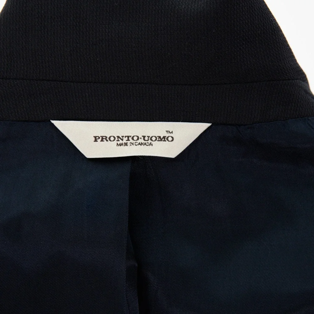 Pronto Uomo Worsted Wool Blue Sport Coat 48L 3-Button Ventless Blazer